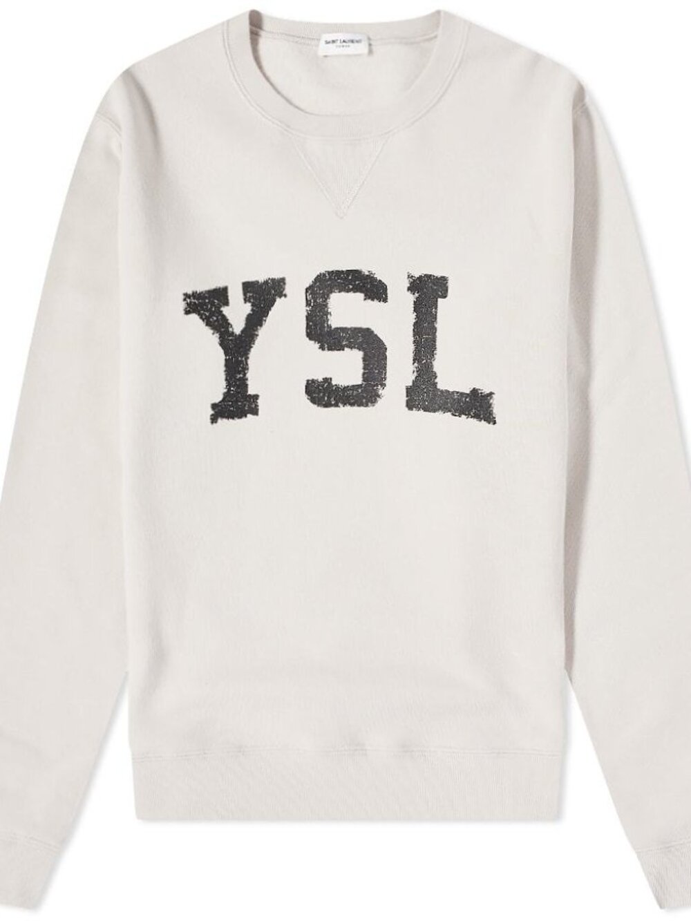 SAINT LAURENT Ecru & Black YSL Logo Collegiate Sweatshirt